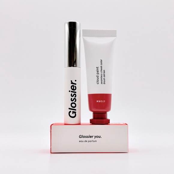 x3 Glossier Gift Set You EDP Puff Storm Cloud Paint Boy Brow Cream Blush Makeup - Picture 1 of 14